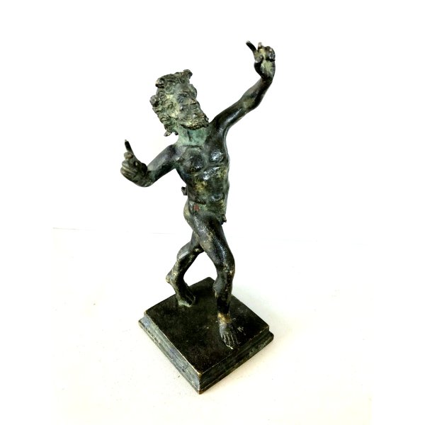 Antica Scultura Bronzo Figura Nudo Fauno Danzante Satiro Art Nouveau