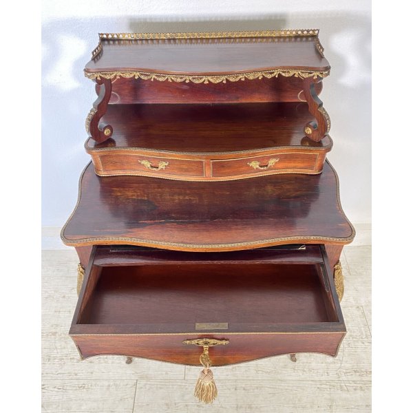 Scrivania Scrittoio Napoleone Iii Legno Palissandro Bronzo