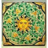 FORMELLA PIASTRELLA CERAMICA SOLE TERRACOTTA SMALTO POLICROMO ITALIA SICILIA 900