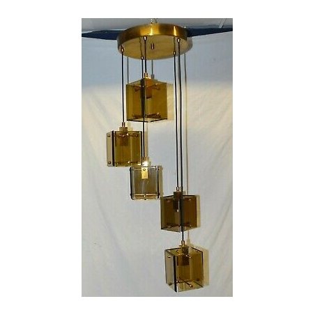 ANTICO LAMPADARIO VETRO 1960 DESIGN Max Ingrand FONTANA ARTE OLD HANGING LAMP