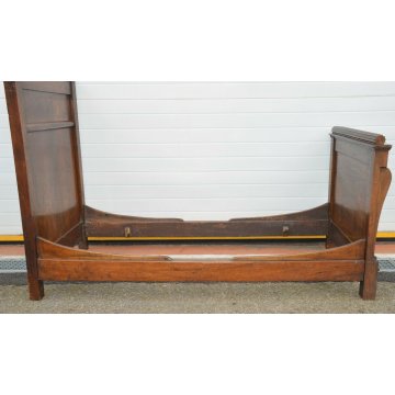 ANTICO LETTO CAMERA Impero SINGOLO legno NOCE MASSELLO epoca 1800 OLD WOOD BED