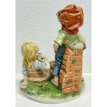 ANTICA SCULTURA PORCELLANA "FRITTATA" TIZIANO GALLI BAMBINI CANE ANNI 40/50 