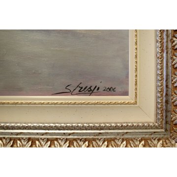 QUADRO OLIO PAESAGGIO MONTANO BAITE TRAMONTO MONTAGNE NEVE Alpe Veglia 2008