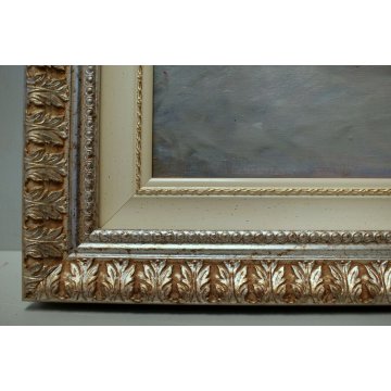 QUADRO OLIO PAESAGGIO MONTANO BAITE TRAMONTO MONTAGNE NEVE Alpe Veglia 2008