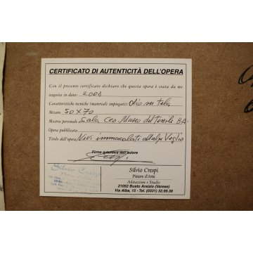 QUADRO OLIO PAESAGGIO MONTANO BAITE TRAMONTO MONTAGNE NEVE Alpe Veglia 2008