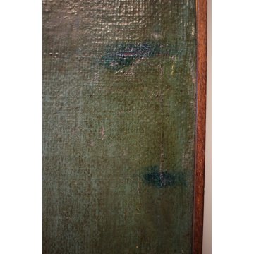 ANTICO GRANDE DIPINTO OLIO TELA NATURA MORTA CESTO FIORI FRUTTA ORTAGGI '700