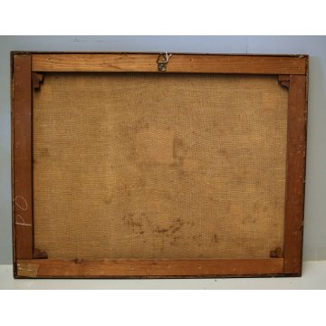 ANTICO GRANDE DIPINTO OLIO TELA NATURA MORTA CESTO FIORI FRUTTA ORTAGGI '700