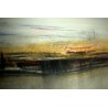 QUADRO DISEGNO A PASTELLO Aldo Alberti  "Pescara" PAESAGGIO MARINA BARCHE 1969