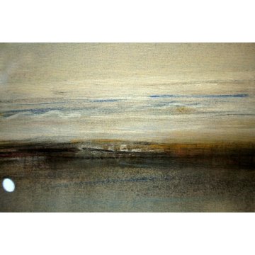 QUADRO DISEGNO A PASTELLO Aldo Alberti  "Pescara" PAESAGGIO MARINA BARCHE 1969