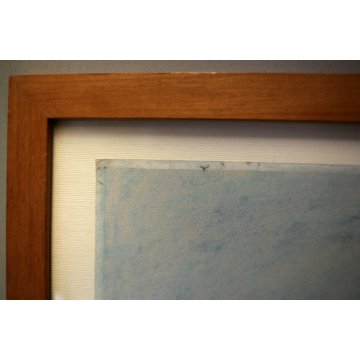 QUADRO DISEGNO A PASTELLO Aldo Alberti  "Pescara" PAESAGGIO MARINA BARCHE 1969