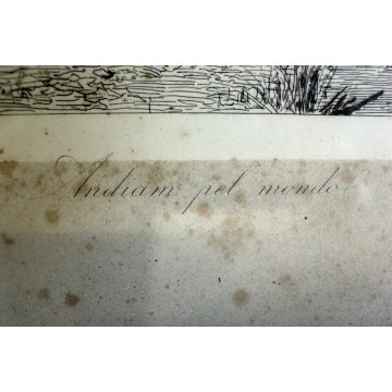 ANTICA ACQUAFORTE STAMPA INCISIONE C. Turletti "Andiam pel mondo" RITRATTO FRATE