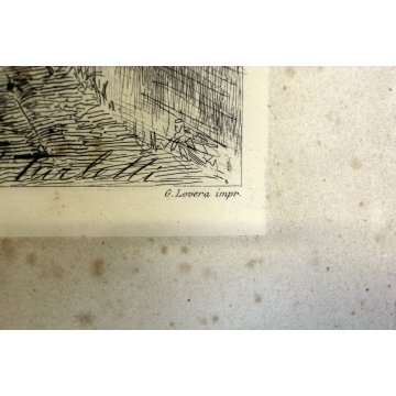 ANTICA ACQUAFORTE STAMPA INCISIONE C. Turletti "Andiam pel mondo" RITRATTO FRATE