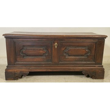 ANTICA CASSAPANCA LEGNO PIOPPO FORMELLE PANCA BAULE EPOCA 1800 NEOCLASSICA 