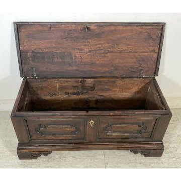 ANTICA CASSAPANCA LEGNO PIOPPO FORMELLE PANCA BAULE EPOCA 1800 NEOCLASSICA 