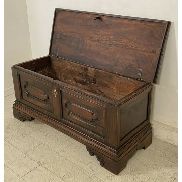 ANTICA CASSAPANCA LEGNO PIOPPO FORMELLE PANCA BAULE EPOCA 1800 NEOCLASSICA 