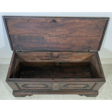 ANTICA CASSAPANCA LEGNO PIOPPO FORMELLE PANCA BAULE EPOCA 1800 NEOCLASSICA 