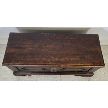 ANTICA CASSAPANCA LEGNO PIOPPO FORMELLE PANCA BAULE EPOCA 1800 NEOCLASSICA 