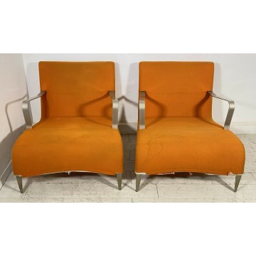 COPPIA POLTRONA DESIGN 1970s ATTRIBUIBILI A B&B ARMCHAIR VINTAGE ANNI 70 ARANCIO