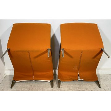 COPPIA POLTRONA DESIGN 1970s ATTRIBUIBILI A B&B ARMCHAIR VINTAGE ANNI 70 ARANCIO