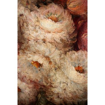 ANTICO GRANDE DIPINTO COPIA D'AUTORE NATURA MORTA VASO FIORI DALIE EPOCA '900