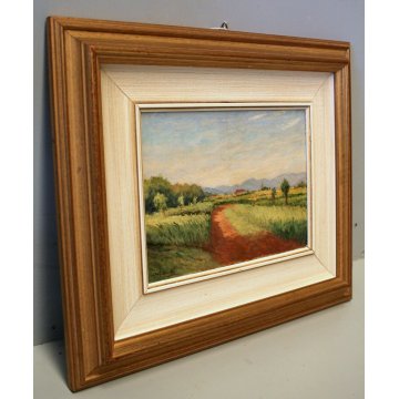 PICCOLO QUADRO OLIO Angelo Bottigelli "Campagna Bustese" PAESAGGIO CAMPESTRE