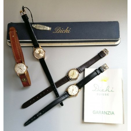 LOTTO 4pz OROLOGIO POLSO LADY placcato oro VINTAGE Dichi Watch Avion MECCANICO