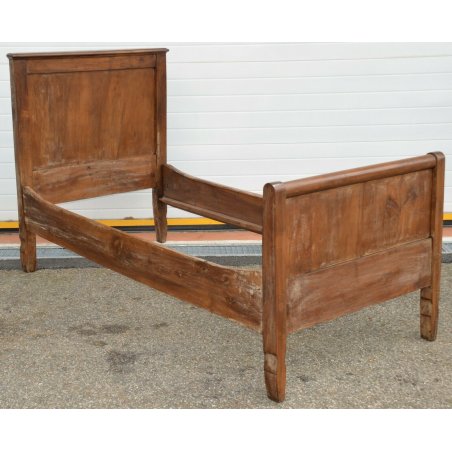ANTICO LETTO CAMERA SINGOLO legno NOCE MASSELLO epoca 800 baionetta OLD WOOD BED