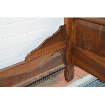 ANTICO LETTO CAMERA a BARCA SINGOLO legno NOCE MASSELLO epoca 1800 OLD WOOD BED