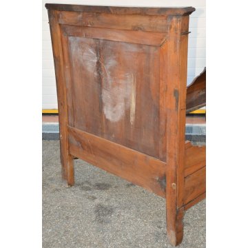 ANTICO LETTO CAMERA a BARCA SINGOLO legno NOCE MASSELLO epoca 1800 OLD WOOD BED