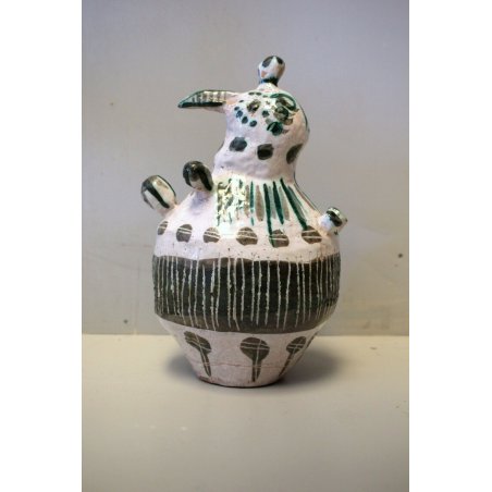 ANTICO SCULTURA Carlesso GP CERAMICA MAIOLICA ZOOMORFA FUTURISTA UCCELLO ARTE