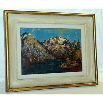 ANTICO QUADRO DIPINTO Pino Pessina Da Castanedo PAESAGGIO VAL DEVERO DOMODOSSOLA