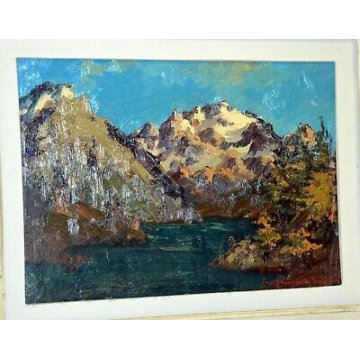 ANTICO QUADRO DIPINTO Pino Pessina Da Castanedo PAESAGGIO VAL DEVERO DOMODOSSOLA