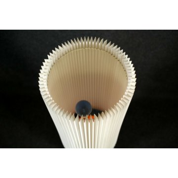 GRANDE LAMPADA TAVOLO BIG TABLE LAMP VETRO MURANO ARANCIONE PARALUME PLISSE '70