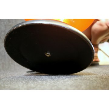 GRANDE LAMPADA TAVOLO BIG TABLE LAMP VETRO MURANO ARANCIONE PARALUME PLISSE '70