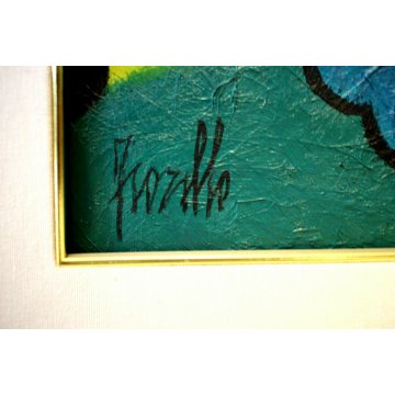 QUADRO OLIO TELA Renato Fiorillo ASTRATTO GEOMETRICO RITRATTO DONNA FIGURA '900