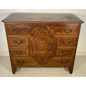 ANTICO COMÒ CANTERANO INTARSIATO LEGNO NOCE 4 CASSETTI 1700 MOBILE CASSETTONE 