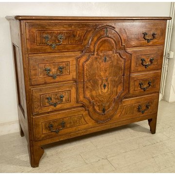 ANTICO COMÒ CANTERANO INTARSIATO LEGNO NOCE 4 CASSETTI 1700 MOBILE CASSETTONE 