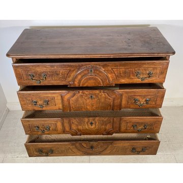 ANTICO COMÒ CANTERANO INTARSIATO LEGNO NOCE 4 CASSETTI 1700 MOBILE CASSETTONE 