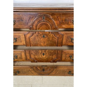 ANTICO COMÒ CANTERANO INTARSIATO LEGNO NOCE 4 CASSETTI 1700 MOBILE CASSETTONE 