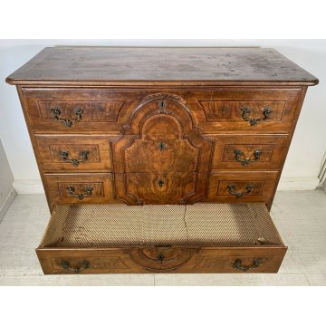 ANTICO COMÒ CANTERANO INTARSIATO LEGNO NOCE 4 CASSETTI 1700 MOBILE CASSETTONE 