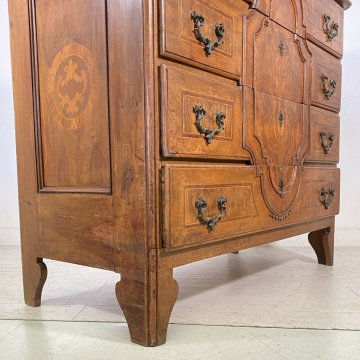 ANTICO COMÒ CANTERANO INTARSIATO LEGNO NOCE 4 CASSETTI 1700 MOBILE CASSETTONE 