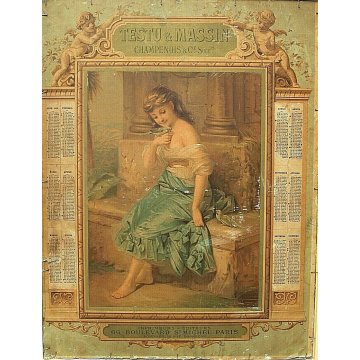 ANTICO DIPINTO OLIO Toma NATURA MORTA con FIORI BORSA PAGLIA GIGLIO PEONIA 1889