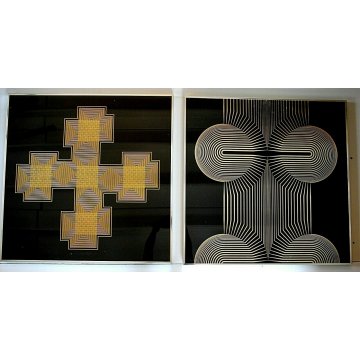 COPPIA STAMPA MULTIPLO 69,5X69,5 SERIGRAFIA FIRMATA Bertolio Angelo Giuseppe '75