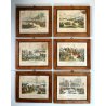 SET 6 QUADRI ANTICA STAMPA LITOGRAFIA ACQURELLATA  Battaglia Indipendenza Italia