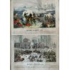 SET 6 QUADRI ANTICA STAMPA LITOGRAFIA ACQURELLATA  Battaglia Indipendenza Italia