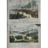 SET 6 QUADRI ANTICA STAMPA LITOGRAFIA ACQURELLATA  Battaglia Indipendenza Italia