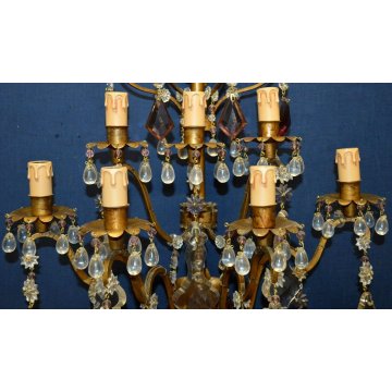 GRANDE ANTICA APPLIQUE LIBERTY VETRO Murano 900 LAMPADA MURO OLD GLASS WALL LAMP