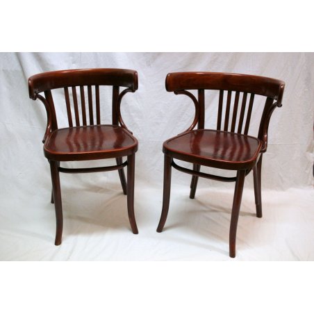 ANTICA COPPIA SEDIE DA UFFICIO ORIGINALI THONET FAGGIO CURVATO MOGANO PRIMI '900