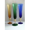 SET 3 BICCHIERI VETRO MURANO Venini CHAMPAGNE FLUTE SPIRALE MULTICOLORE ORO  