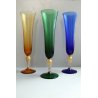 SET 3 BICCHIERI VETRO MURANO Venini CHAMPAGNE FLUTE SPIRALE MULTICOLORE ORO  